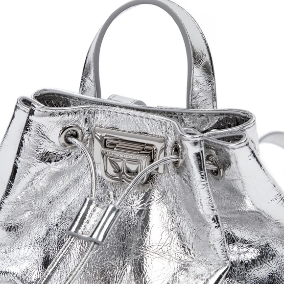 Brandon Blackwood Midori Bag- Cracked Metallic Silver Leather - Picture 4 of 8